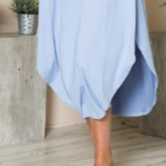 42Pops Daisy and Denim Sky Blue Halter Maxi Dress Size Medium - Picture 4 of 6